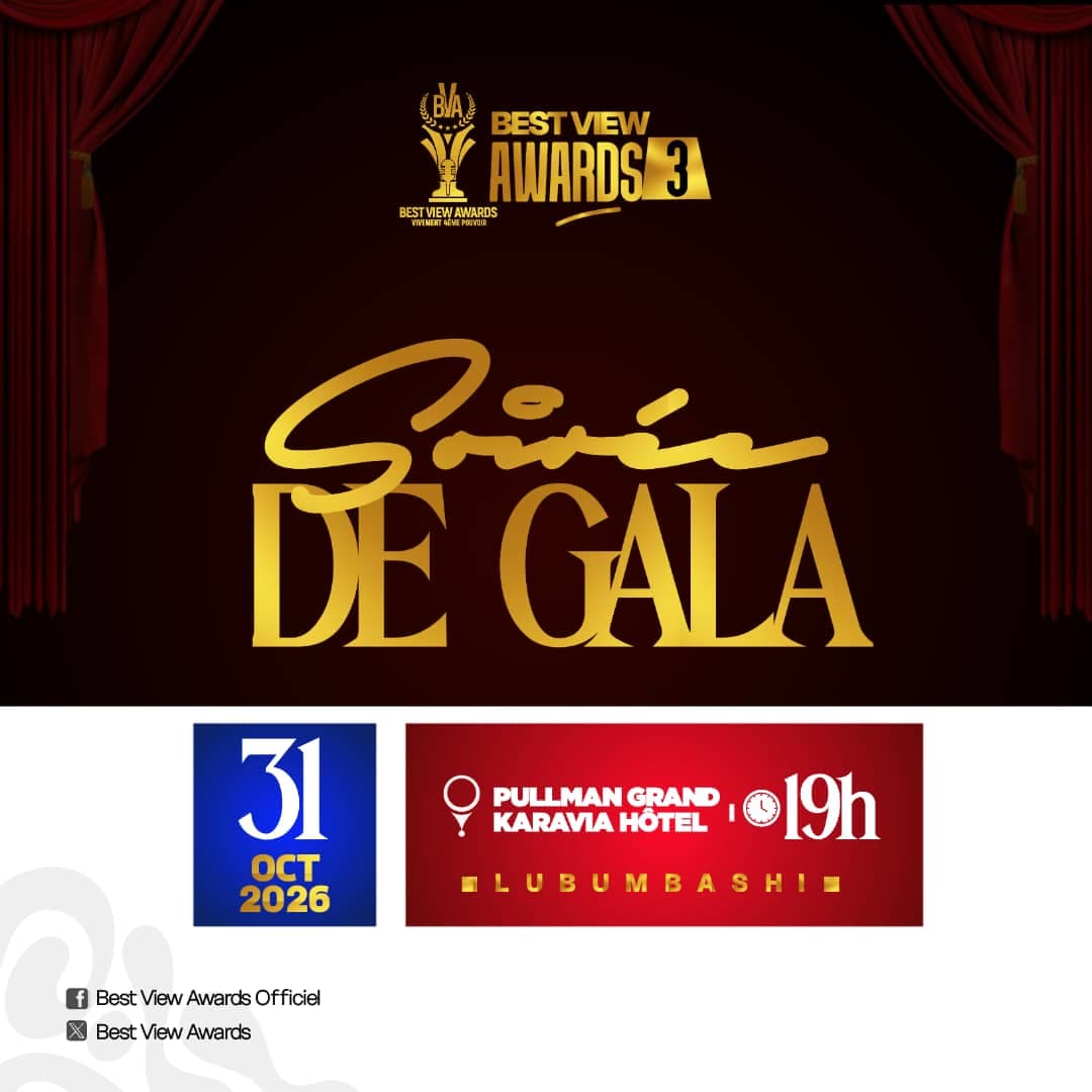 Affiche officielle Best View Awards 3 : soirée de gala le 31 octobre 2026 à 19 h, Pullman Grand Karavia Hôtel, Lubumbashi.